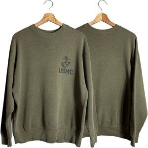 Vintage USMC United States Marine Corp Crew Neck Sweatshirt Men's Medium Green